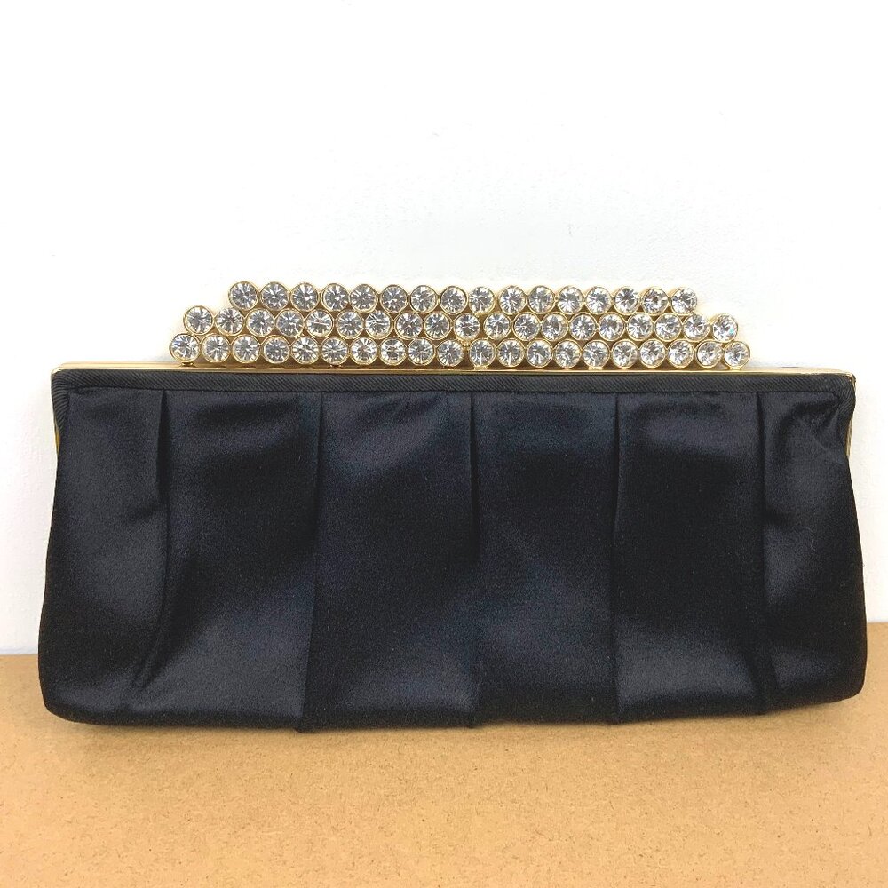 BCBGMAXAZRIA Black Satin and Rhinesones Evening Formal Prom Wedding